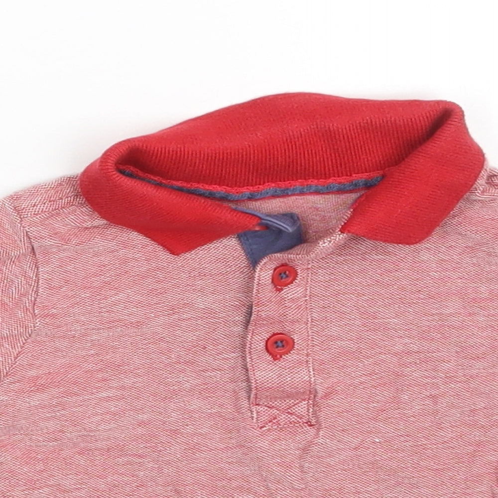George Boys Red  100% Cotton Pullover Polo Size 6-9 Months Collared Button