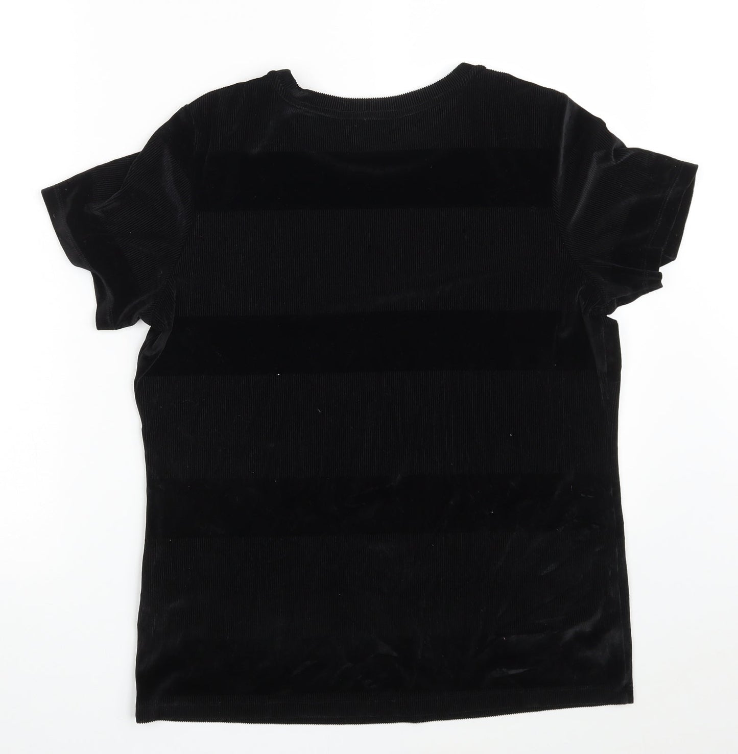Marks and Spencer Womens Black  Polyester Basic T-Shirt Size 16 Crew Neck