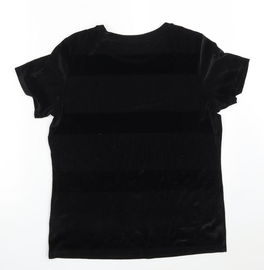 Marks and Spencer Womens Black  Polyester Basic T-Shirt Size 16 Crew Neck