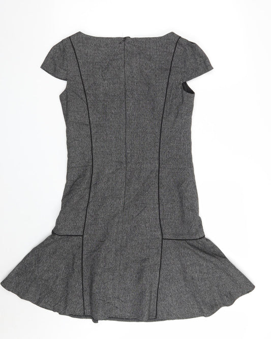 NEXT Womens Grey  Polyester A-Line  Size 8  Boat Neck Zip