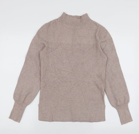 Marks and Spencer Womens Beige High Neck  Polyester Pullover Jumper Size XS