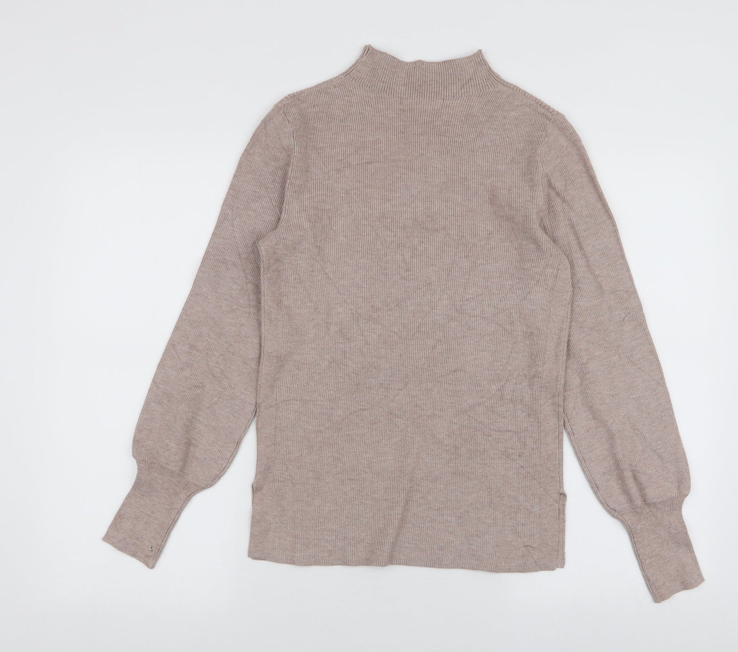 Marks and Spencer Womens Beige High Neck  Polyester Pullover Jumper Size XS