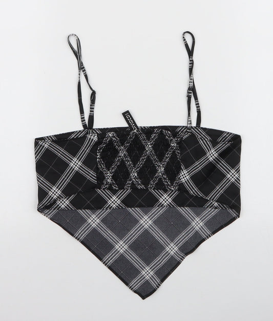 H&M Womens Black Plaid Polyester Camisole Tank Size XS Square Neck