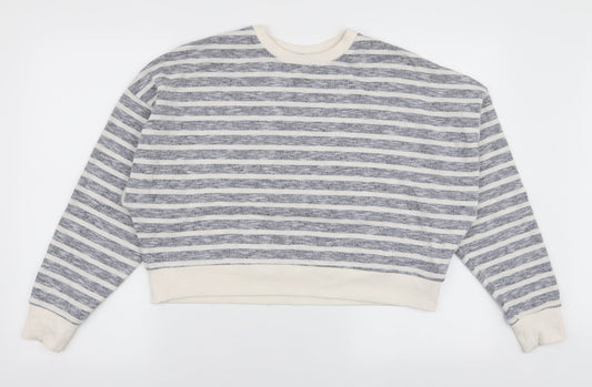 Primark Womens Blue Striped Polyester Pullover Sweatshirt Size M  Pullover