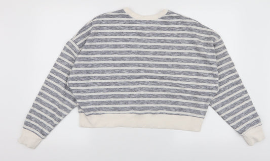 Primark Womens Blue Striped Polyester Pullover Sweatshirt Size M  Pullover