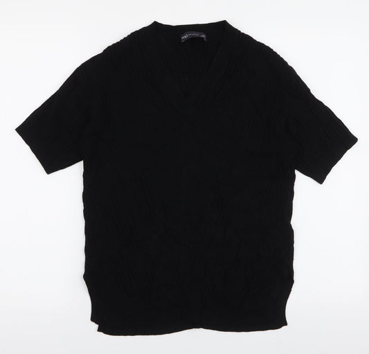 Marks and Spencer Womens Black V-Neck  Viscose Pullover Jumper Size S