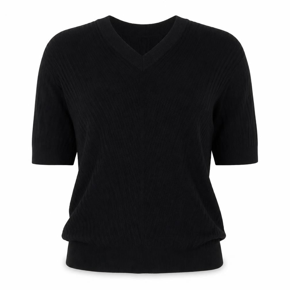 Marks and Spencer Womens Black V-Neck  Viscose Pullover Jumper Size S