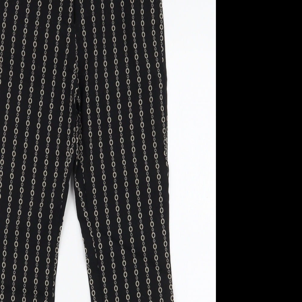 MNG Basics Womens Black Geometric Polyester Trousers  Size 8 L27 in Slim Zip