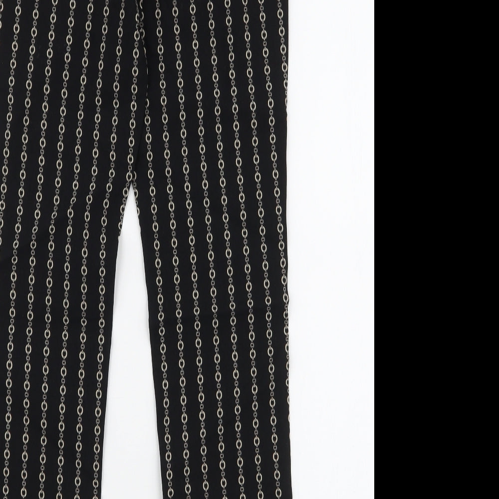 MNG Basics Womens Black Geometric Polyester Trousers  Size 8 L27 in Slim Zip