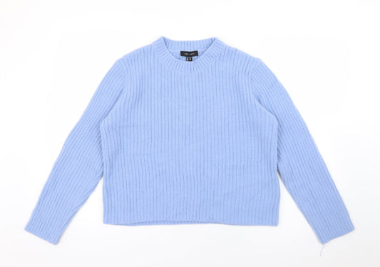 New Look Womens Blue Crew Neck  Nylon Pullover Jumper Size 14
