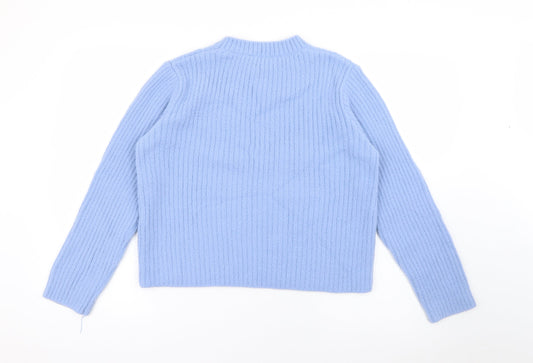 New Look Womens Blue Crew Neck  Nylon Pullover Jumper Size 14