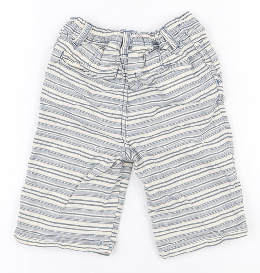 Dunnes Stores Boys White Striped 100% Cotton Chino Shorts Size 3-4 Years  Regular  - Button closure