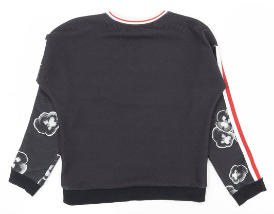 River Island Girls Grey Floral Polyester Pullover Sweatshirt Size 11-12 Years  Pullover