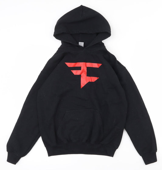 Gildan Boys Black  Cotton Pullover Hoodie Size L  Pullover