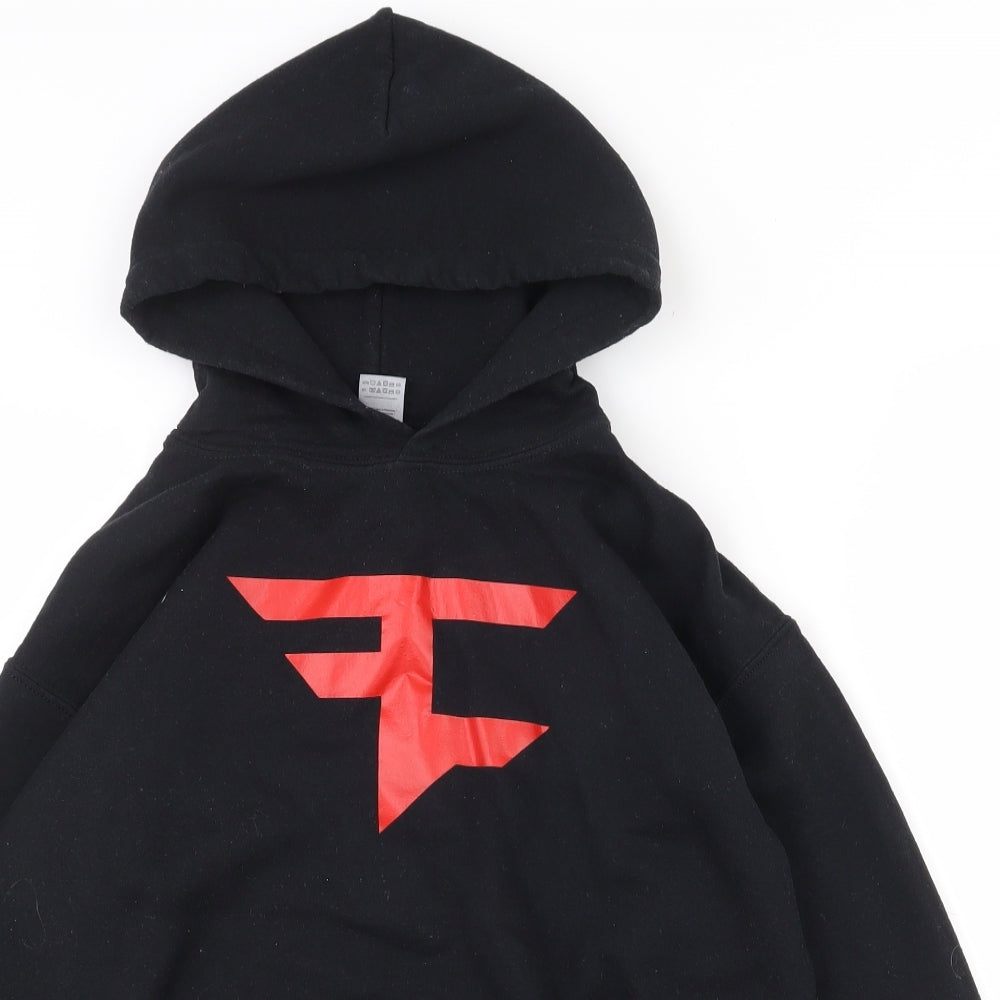 Gildan Boys Black  Cotton Pullover Hoodie Size L  Pullover