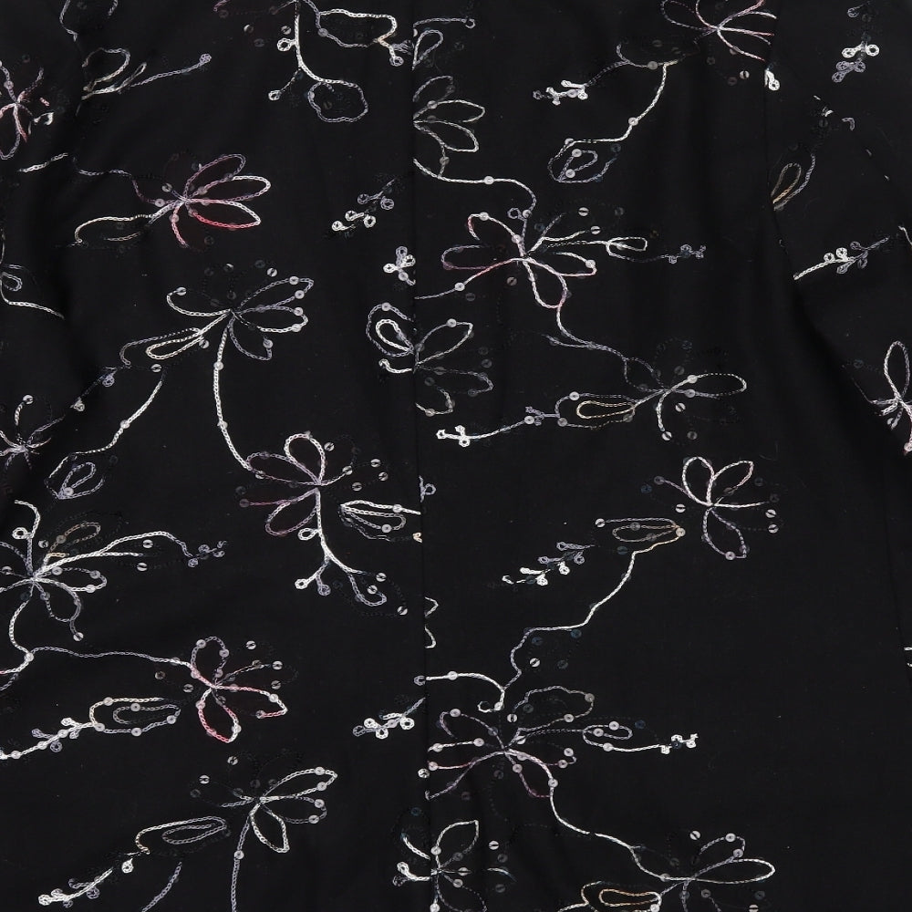 Exclusive Womens Black Floral  Jacket Blazer Size M  Button