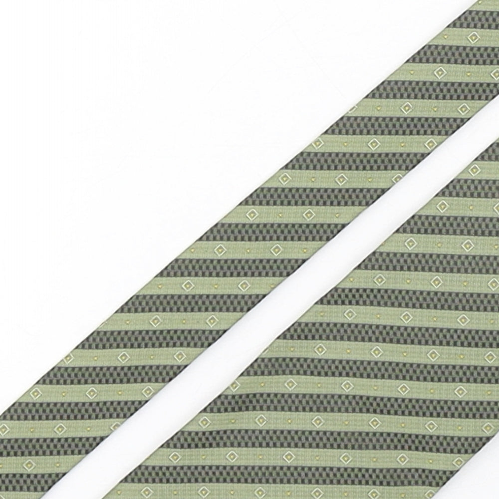 Hector & Arnold  Mens Green Striped Polyester Pointed Tie One Size