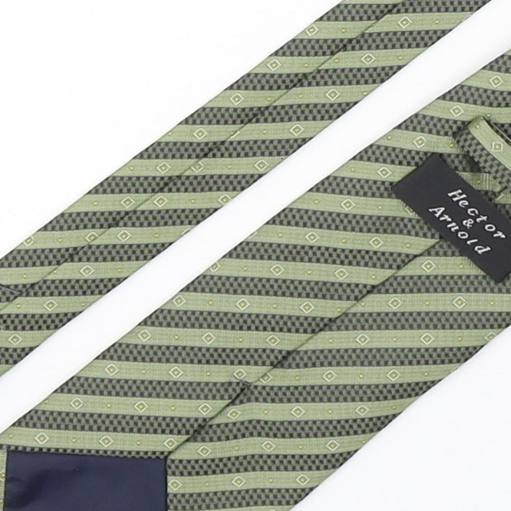 Hector & Arnold  Mens Green Striped Polyester Pointed Tie One Size