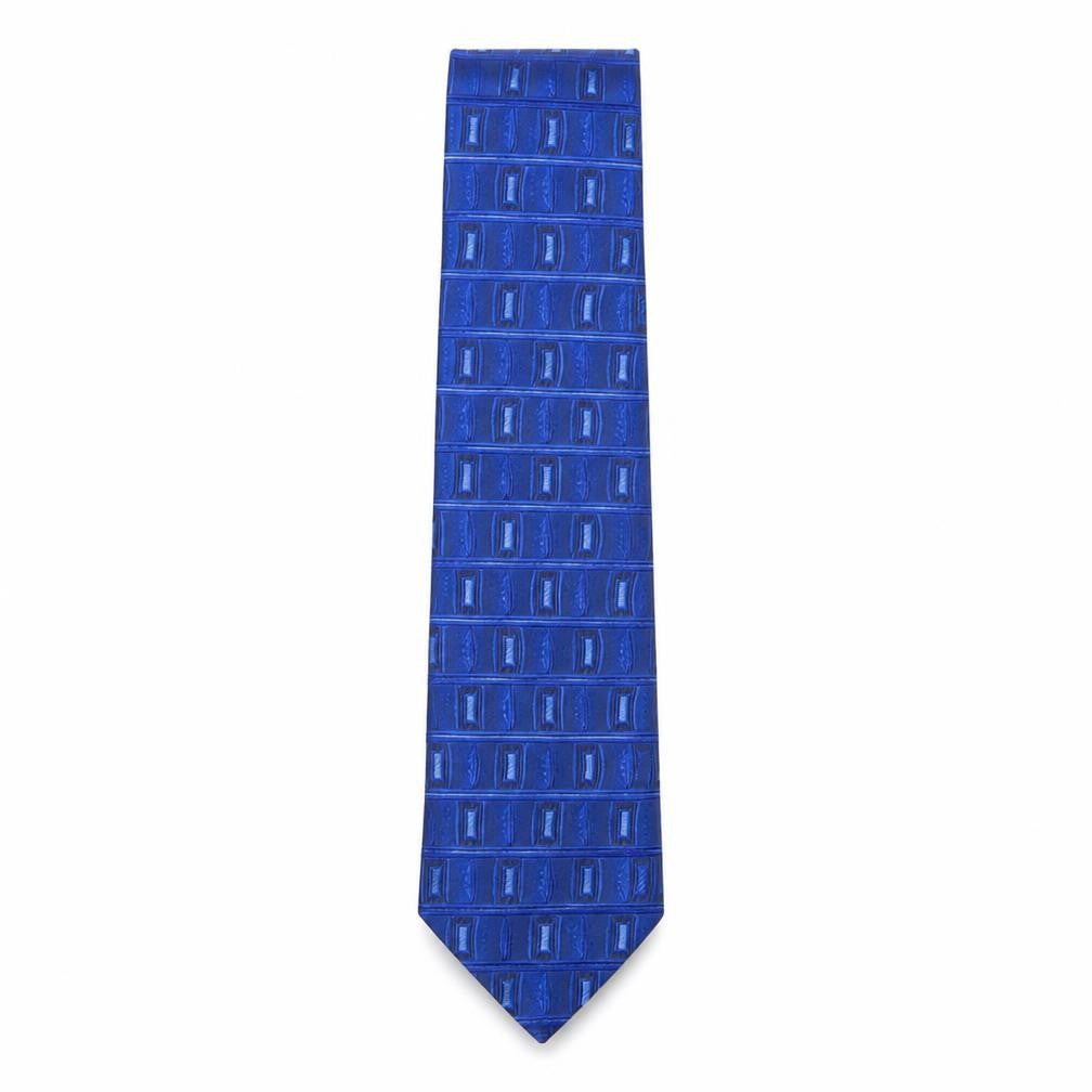 BHS Mens Blue Geometric Polyester Pointed Tie One Size