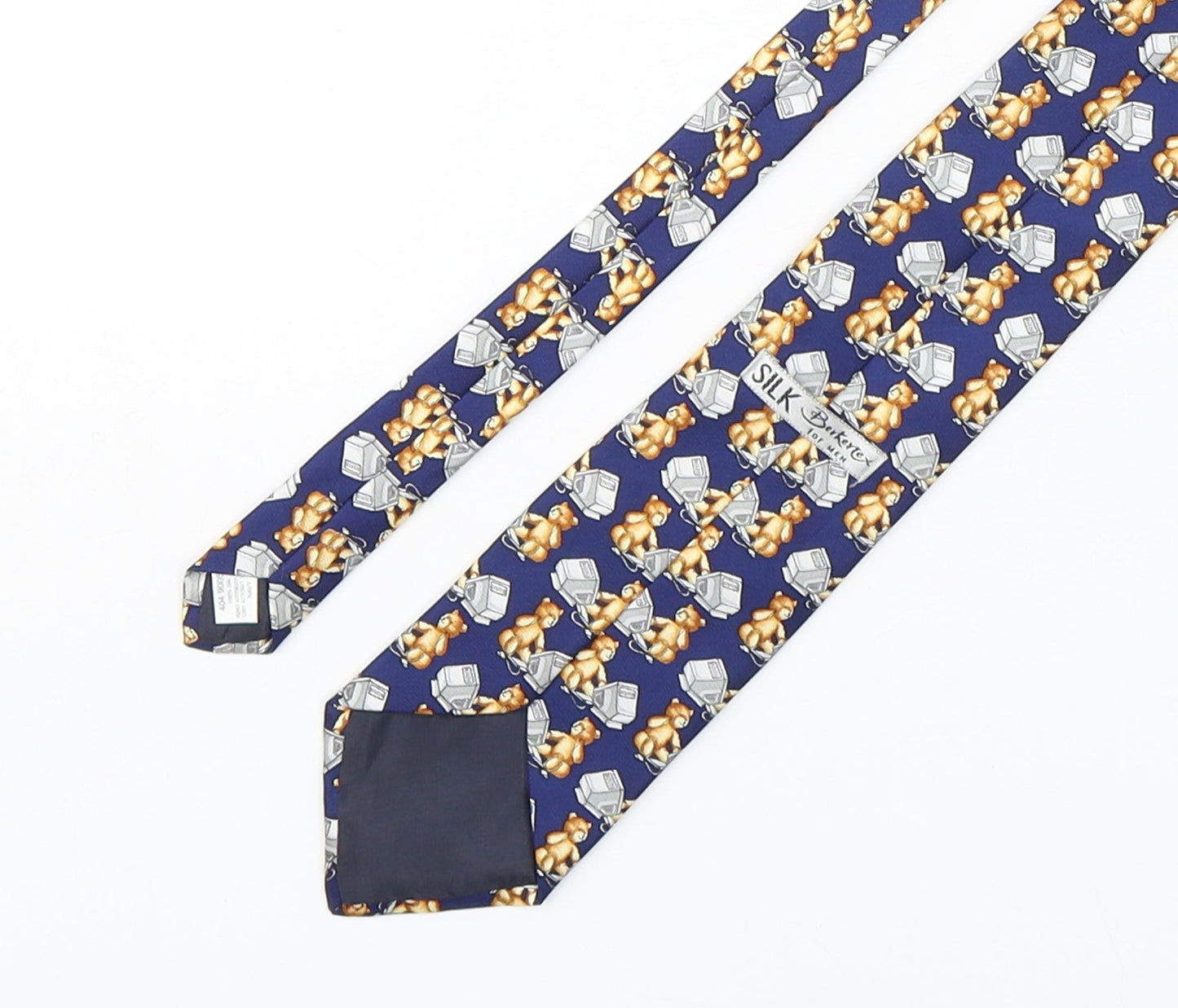 Berkertex Mens Multicoloured Geometric Silk Pointed Tie One Size - Teddy Bears