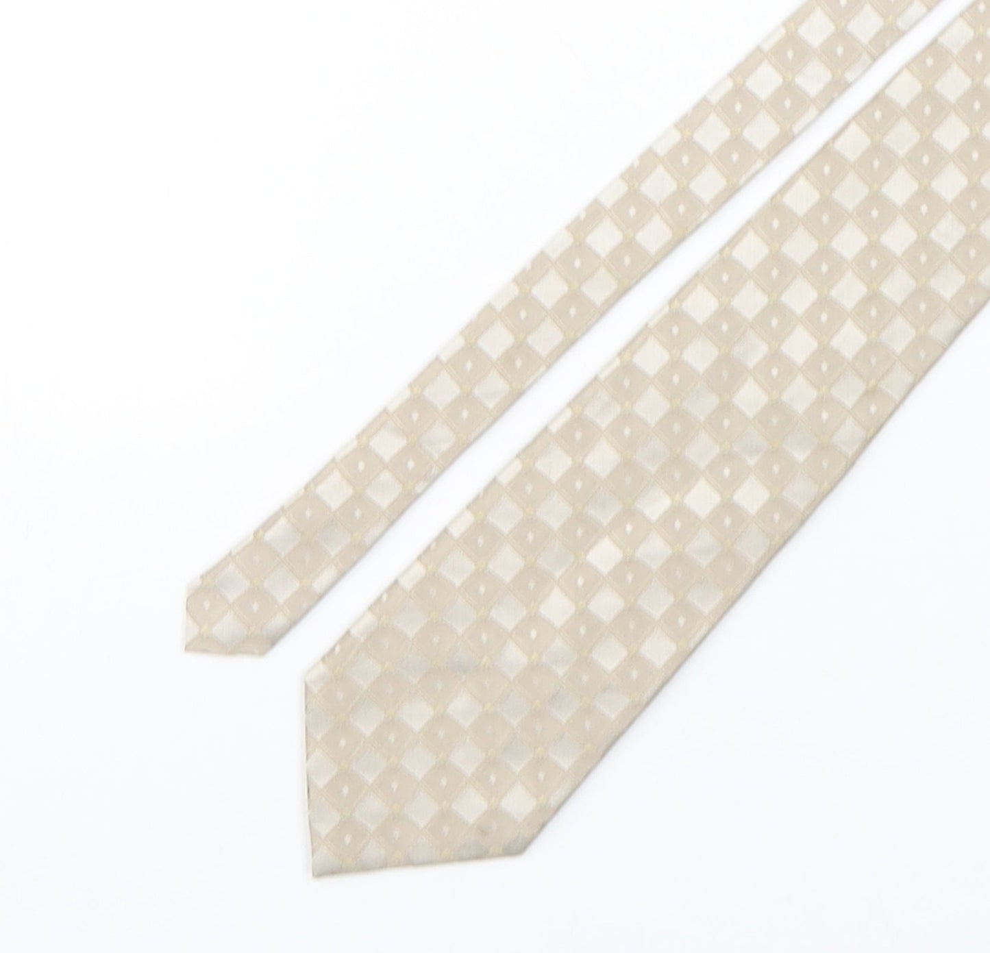 Copperstone Mens Beige Plaids & Checks Silk Pointed Tie One Size