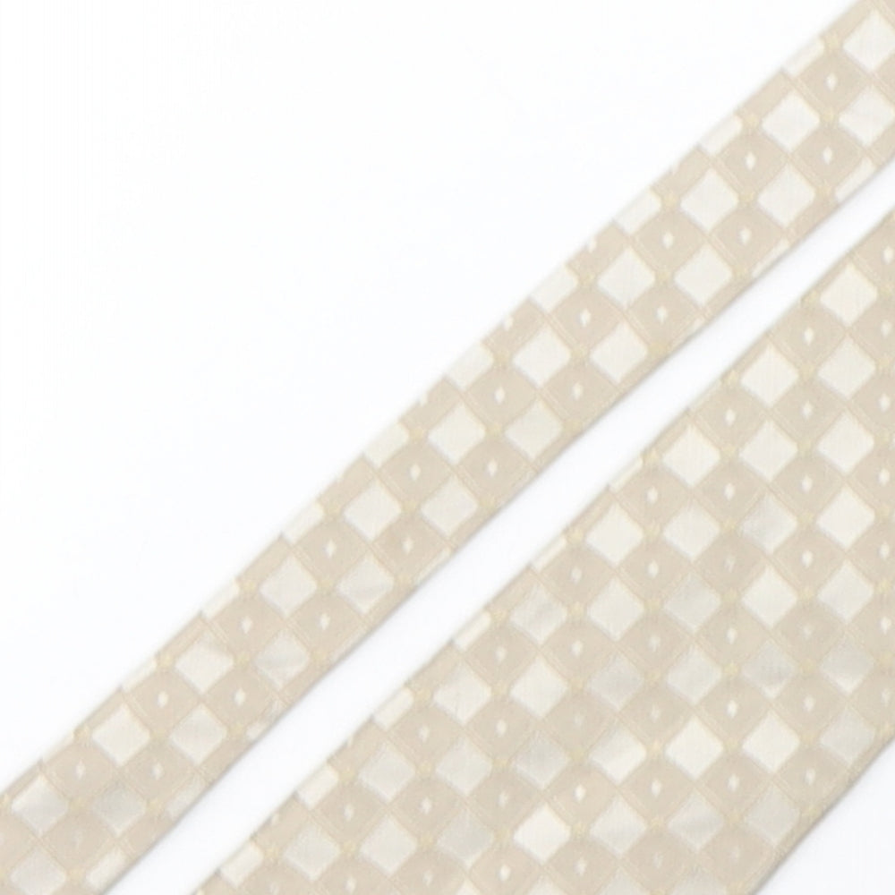 Copperstone Mens Beige Plaids & Checks Silk Pointed Tie One Size
