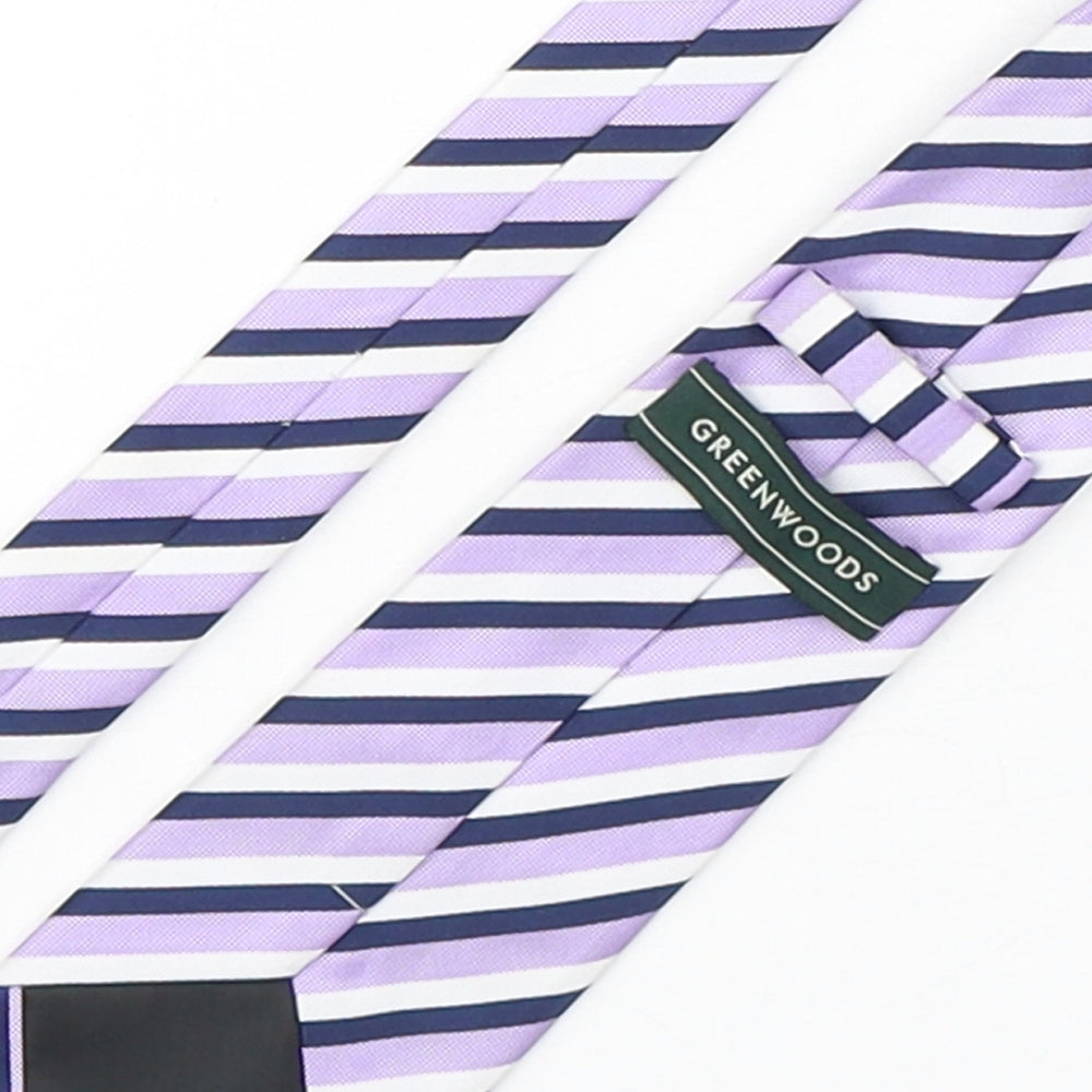 Greenwoods  Mens Multicoloured Striped Polyester Pointed Tie One Size