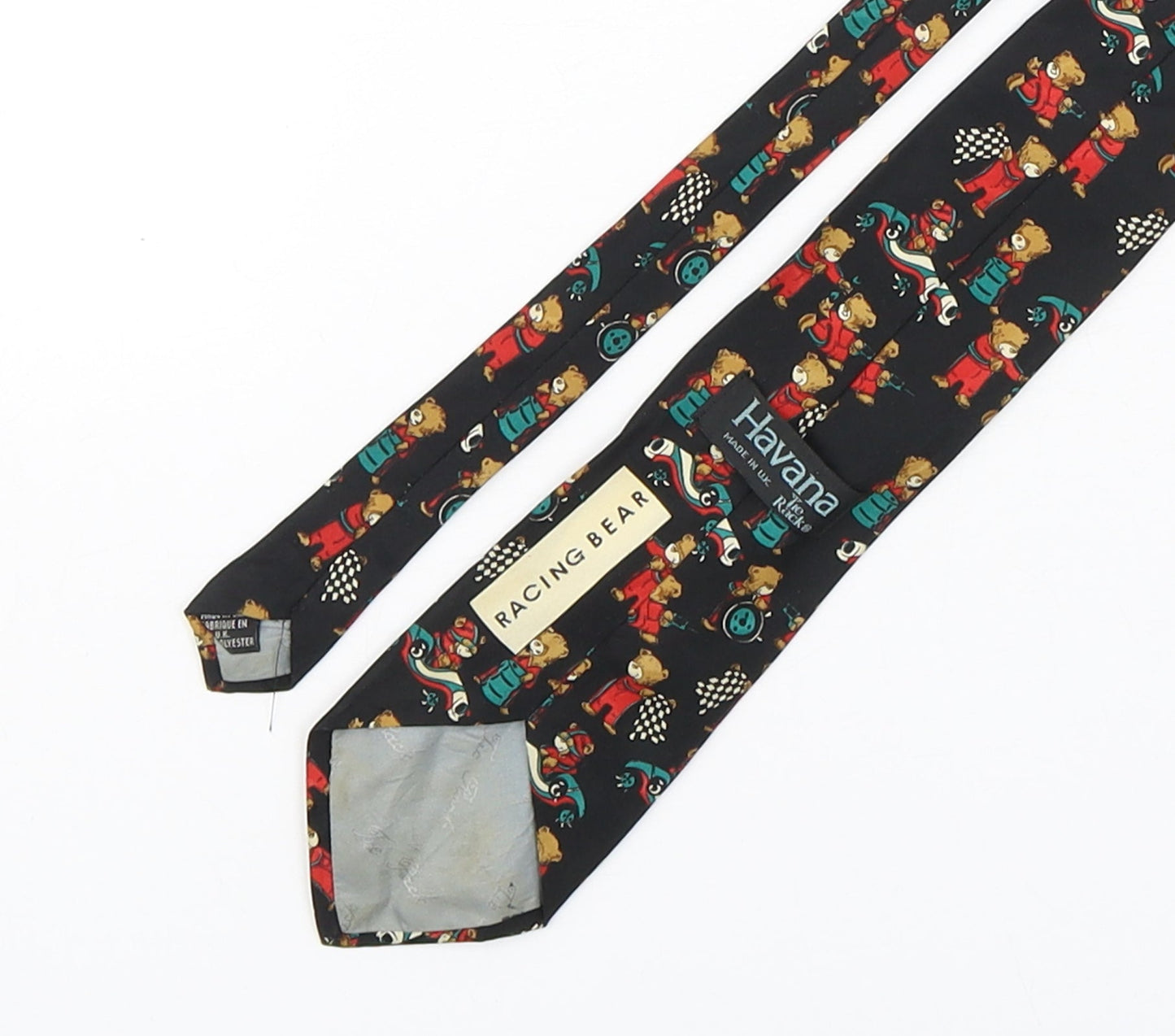 Havana  Mens Multicoloured Geometric Polyester Pointed Tie One Size - Racing Bear