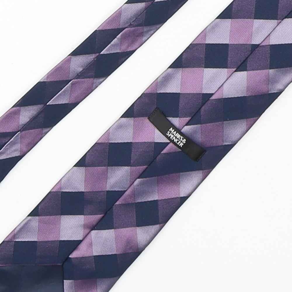 Marks and Spencer Mens Multicoloured Plaids & Checks Polyester Pointed Tie One Size