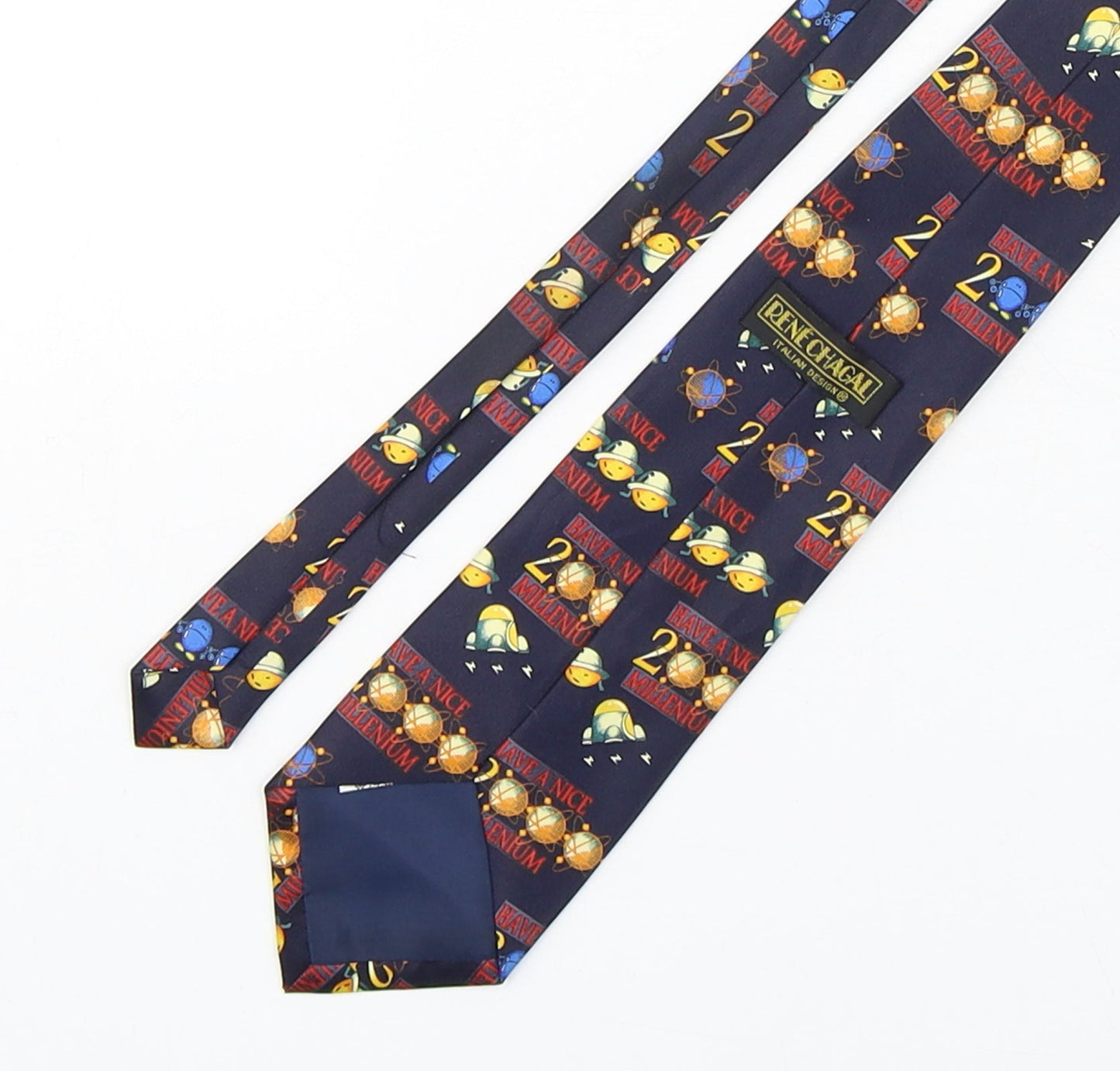Rene Chagal  Mens Multicoloured Geometric Silk Pointed Tie One Size - Millenium