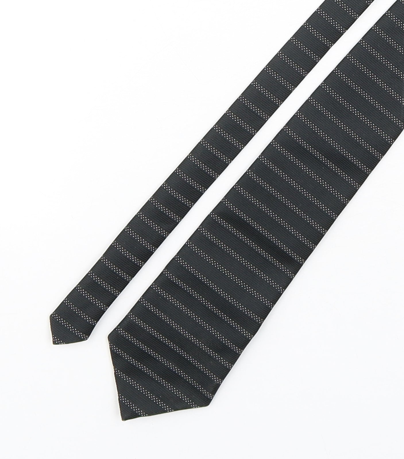 BHS Mens Black Striped Polyester Pointed Tie One Size