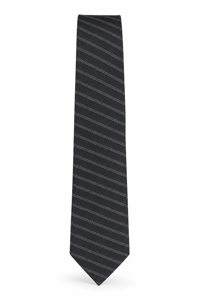 BHS Mens Black Striped Polyester Pointed Tie One Size