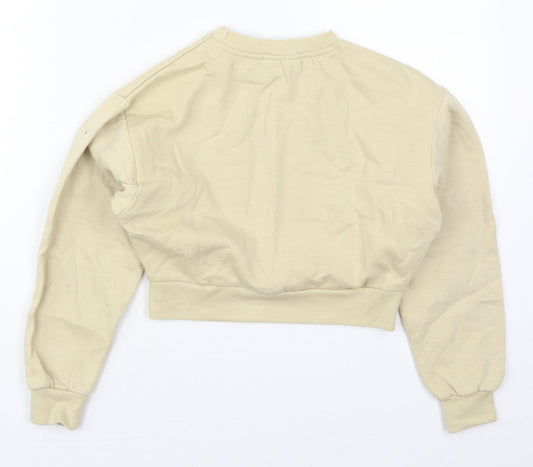 LilyLane Girls Beige  Cotton Pullover Sweatshirt Size 9-10 Years  Pullover