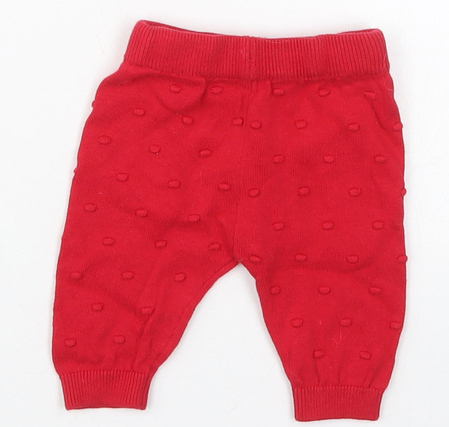 Dunnes Girls Red  Cotton Capri Trousers Size Newborn