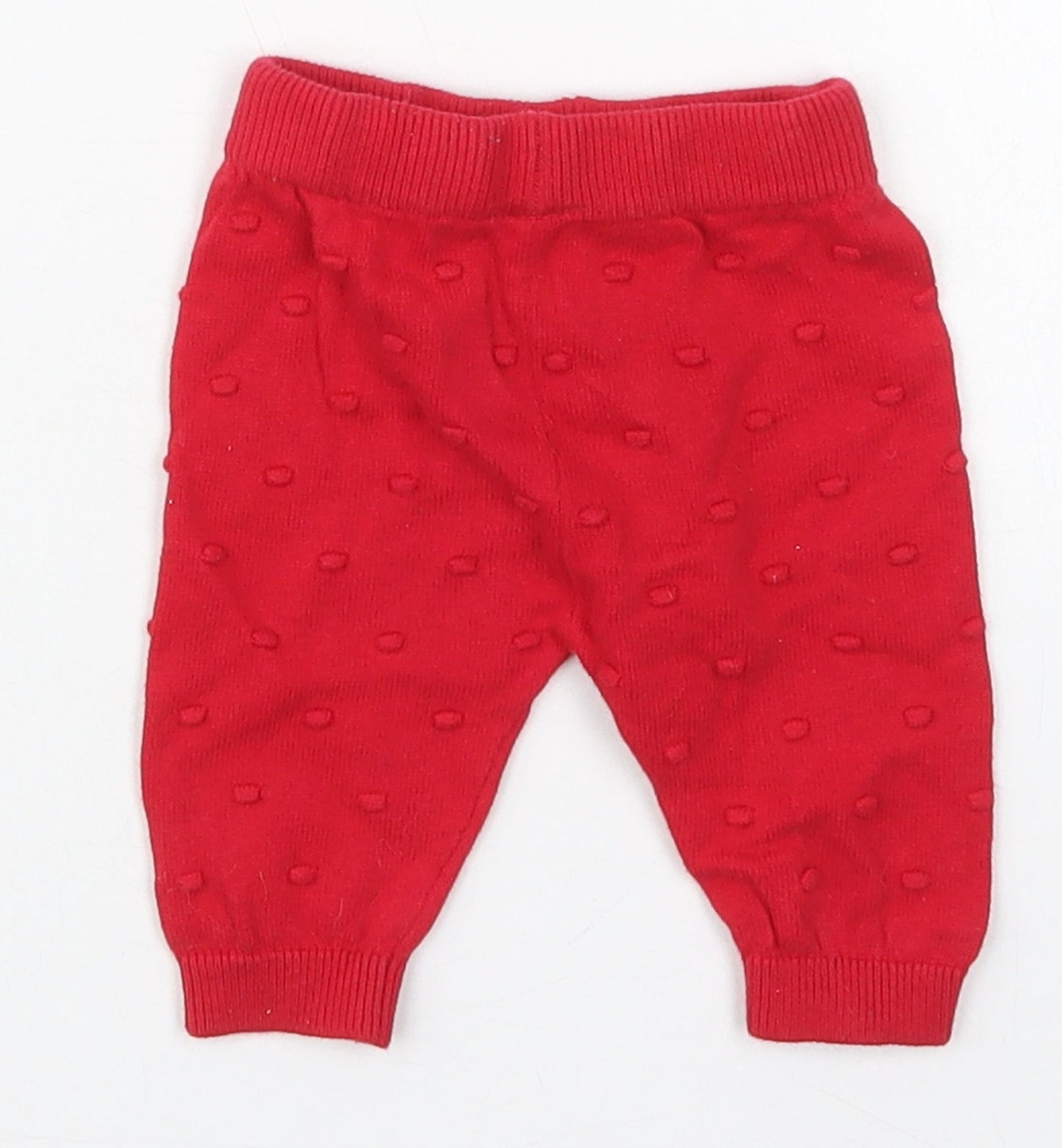 Dunnes Girls Red  Cotton Capri Trousers Size Newborn