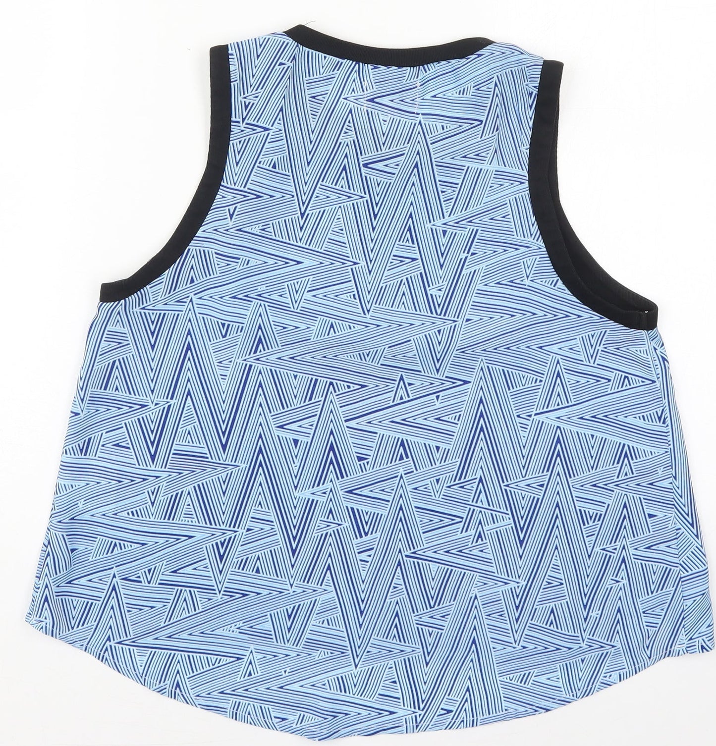 Neon Rose Womens Blue Geometric Polyester Basic Tank Size 10 Crew Neck