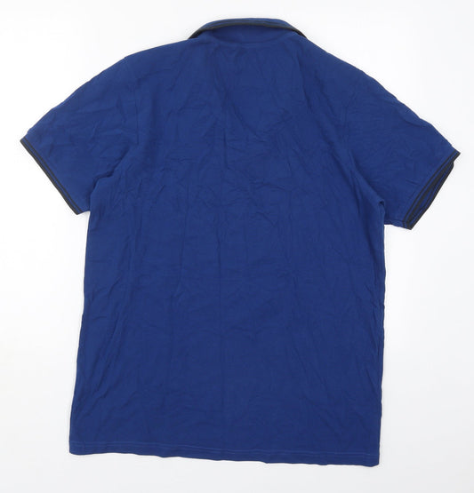 Originals Wardrobe Essentials Mens Blue  Cotton  Polo Size M Collared Pullover
