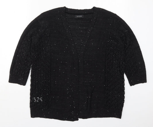 Matalan Womens Black V-Neck  Polyester Cardigan Jumper Size M