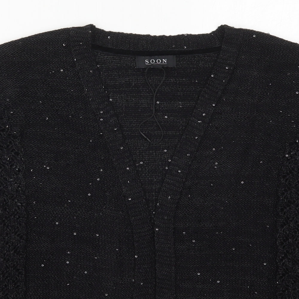 Matalan Womens Black V-Neck  Polyester Cardigan Jumper Size M