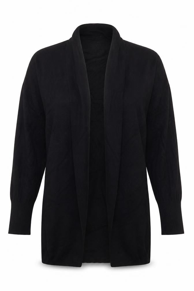 Woman Womens Black V-Neck  Viscose Cardigan Jumper Size XL