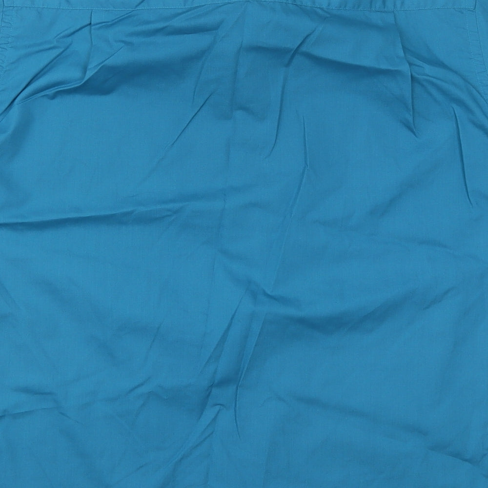 BHS Mens Blue  Polyester  Button-Up Size 16 Collared Button