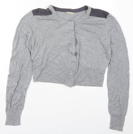 Planet Womens Grey Round Neck  Cotton Cardigan Jumper Size XL