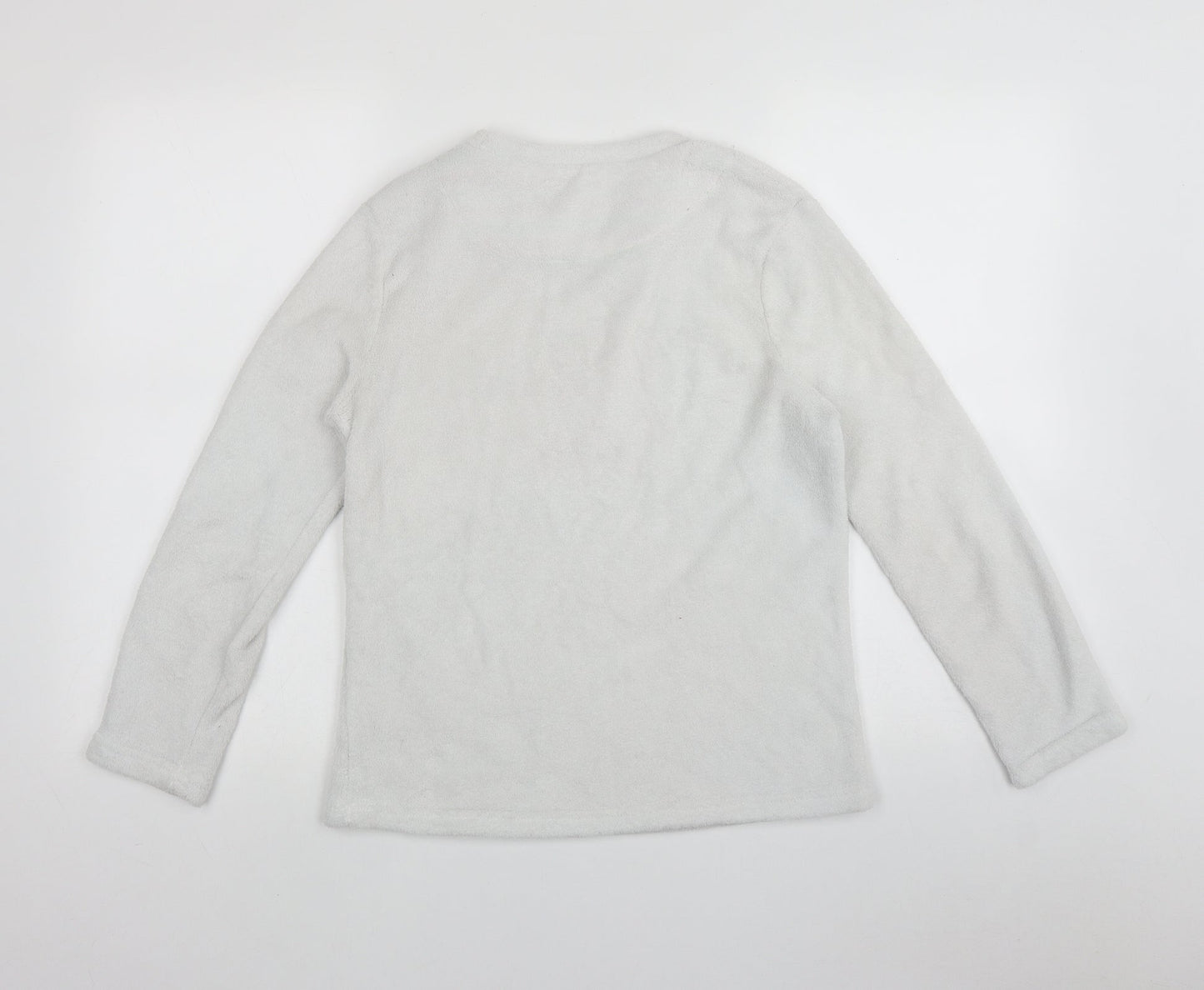 Preworn Womens Grey Solid Polyester Top Pyjama Top Size 2   - Christmas 'Elfie Selfie'