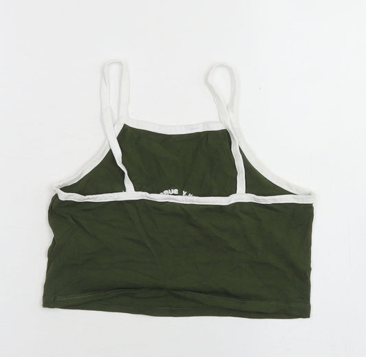 Matalan Girls Green  Cotton Cropped Tank Size 10 Years Square Neck  - Malibu Surf Club