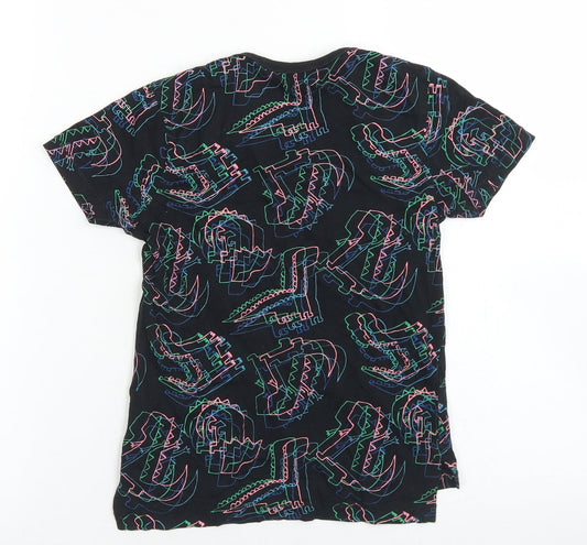 George Boys Black Geometric Cotton Basic T-Shirt Size 5-6 Years Crew Neck  - Dinosaurs