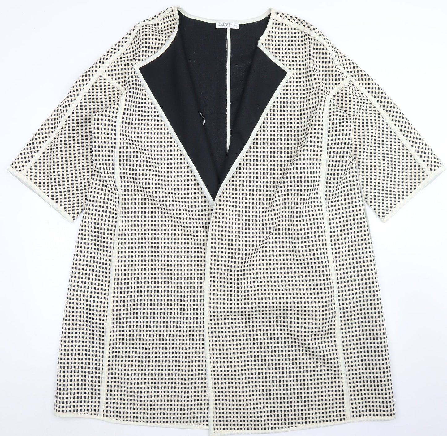 Gallery Womens Ivory Check  Jacket Blazer Size L