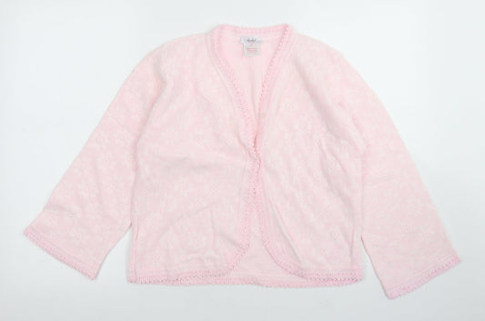 Lux Lux Womens Pink V-Neck  Acrylic Cardigan Jumper Size S