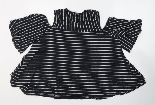 ASOS Womens Blue Striped Cotton Basic Blouse Size 12 Round Neck