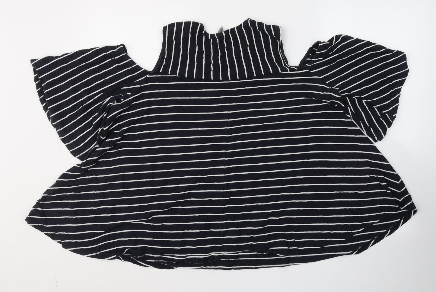 ASOS Womens Blue Striped Cotton Basic Blouse Size 12 Round Neck