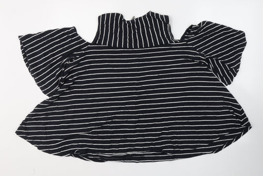 ASOS Womens Blue Striped Cotton Basic Blouse Size 12 Round Neck